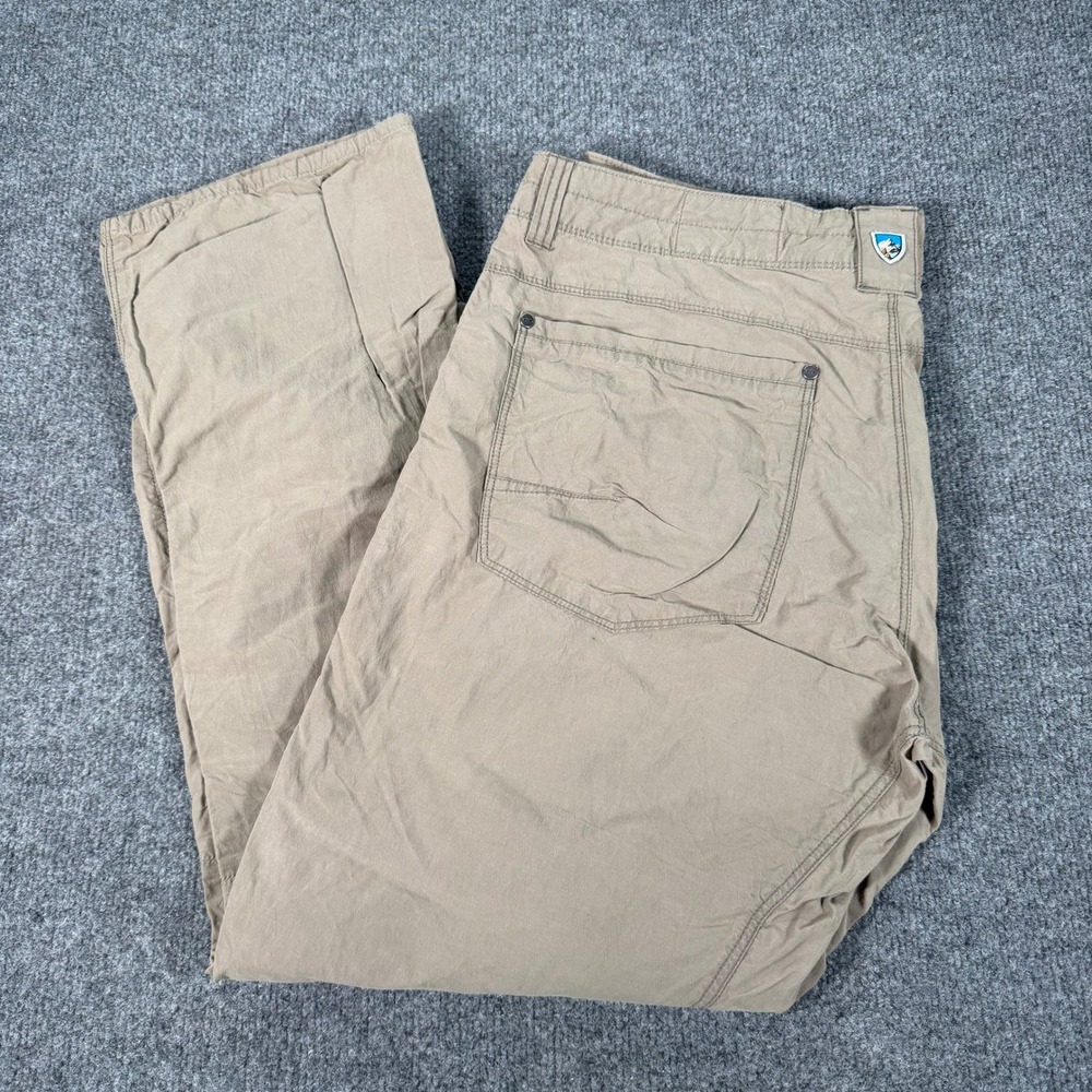 Kuhl The Outsider Wax Coated Khaki Tan Stretch Hiking Pants Mens 36x30 #4997